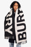 Burberry Black/White Cashmere Check & Logo Reversible Scarf