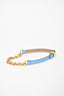 Burberry Blue Leather/Gold Toned Double Wrap Bracelet