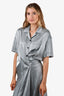 Burberry Blue Silk Button Down Wrap Dress Size 4