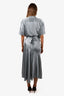 Burberry Blue Silk Button Down Wrap Dress Size 4
