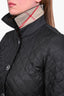Burberry Brit Black Quilted Collared Buttoned Jacket Size XS