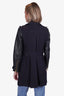 Burberry Brit Black Wool/Leather Double Breasted Trench Coat Size 2