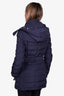 Burberry Brit Navy Blue Down Puffer Coat with Belt Size XS