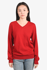 Burberry Brit Red Merino Wool V-Neck Sweater Size S