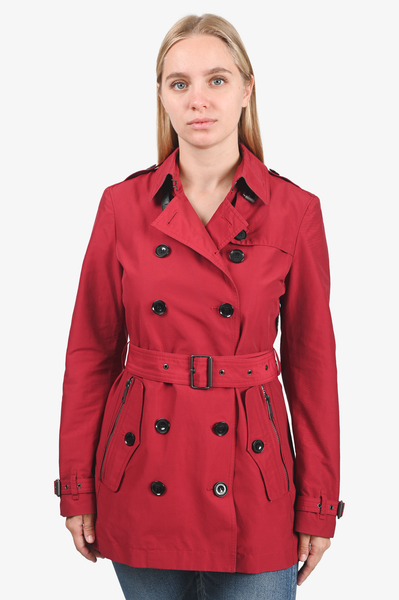 Burberry Brit Red Short Belted Trench Coat Size – Mine Yours