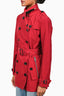 Burberry Brit Red Short Belted Trench Coat Size 2