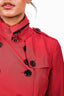 Burberry Brit Red Short Belted Trench Coat Size 2