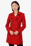 Burberry Brit Red Wool Double Breasted Coat Size 4