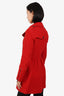 Burberry Brit Red Wool Double Breasted Coat Size 4