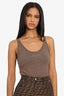 Burberry Brown Cashmere Logo Embroidery Bodysuit Size M