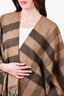 Burberry Brown Check Merino Wool/Cashmere Fringe Poncho