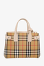 Burberry Brown Goatskin Vintage Check Small Banner Tote