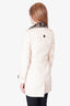 Burberry Cream Short Trench Coat with Detachable Calf Hair Collar Size 2