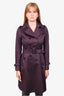 Burberry Dark Purple Belted Trench Coat Size 38