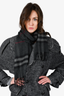 Burberry Grey Check Cashmere Fringe Scarf