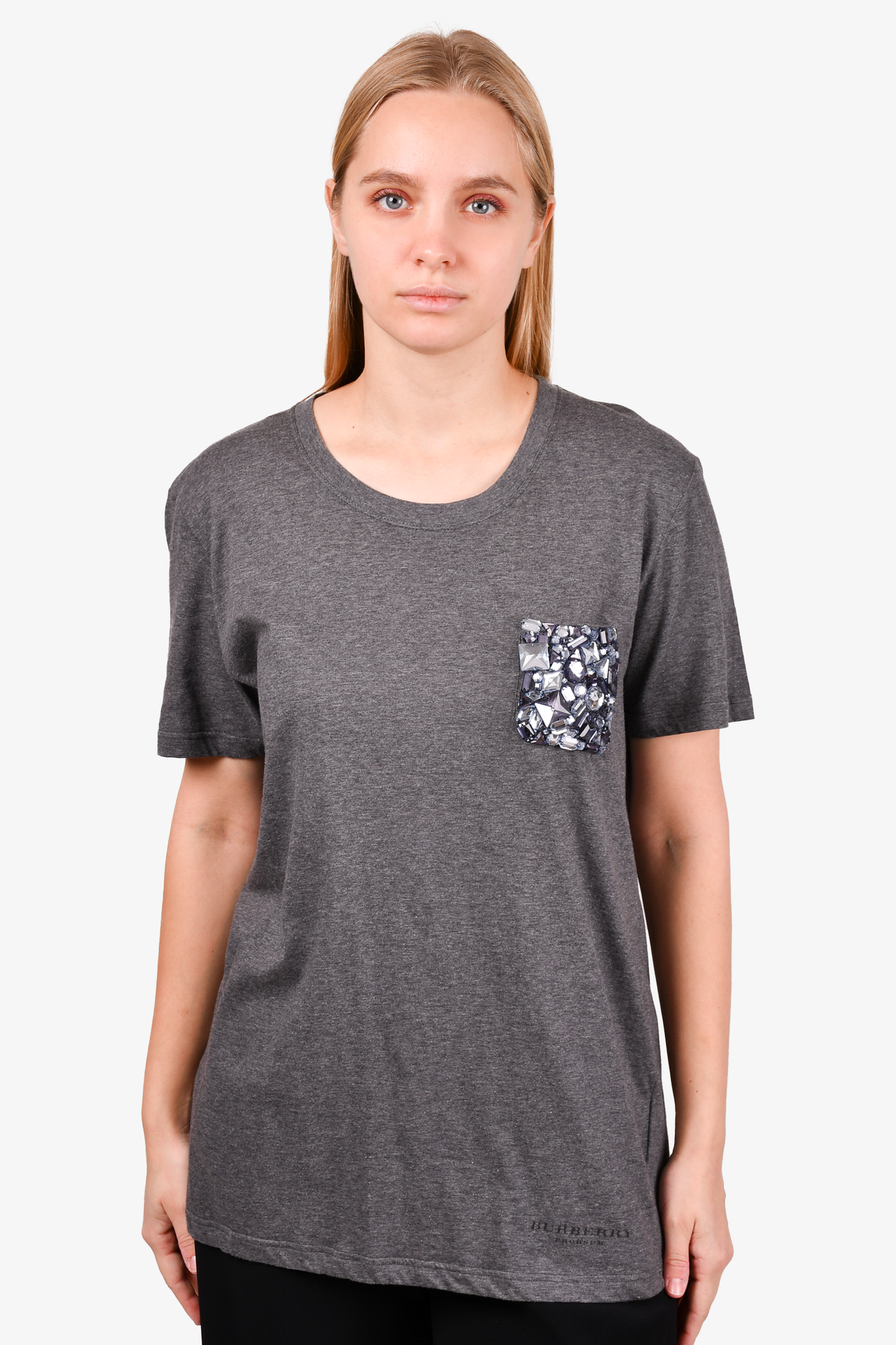 Burberry Grey Embellished Pocket Shirt Size L Mine Yours