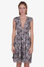 Burberry Grey Embroidered Lace Cocktail Dress Size 44