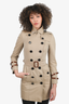 Burberry London Beige with Brown Leather Details Short Trench Size 0