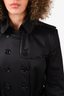 Burberry London Black Belted Trench Coat with Patent Trim Size 8 US