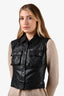 Burberry London Black Leather Vest with Front Pockets Size 8 (As Is)
