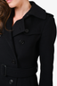 Burberry London Black Virgin Wool/Cashmere Belted Coat Size 2 US