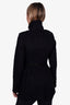 Burberry London Black Virgin Wool/Cashmere Coat with Leather Closure Details Size 0