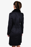 Burberry London Black Wool Rabbit Fur Collared Coat Size 4