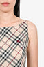 Burberry London Blue Label Beige Check Sleeveless Dress with Belt Size 38