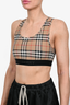 Burberry London Brown Check Nylon Sports Bra Top Size S