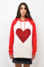 Burberry London Red Cotton/Cream Heart Knit Hoodie sz XL