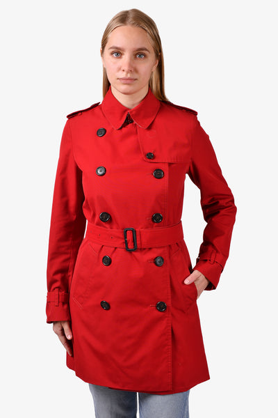 Burberry London Red Single Breasted Trench Coat Size – Mine Yours