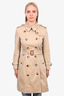 Burberry London Tan 'Chelsea' Belted Trench Coat Size 4