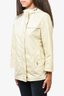 Burberry London Yellow Nylon Hooded Zip Jacket with Beige Check Lining Size S