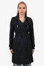 Burberry Navy Blue Cotton 'Chelsea' Trench Coat with Belt Size 0
