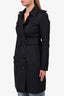 Burberry Navy Blue Cotton 'Chelsea' Trench Coat with Belt Size 0