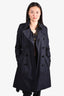 Burberry Navy Blue Double Breasted Chelsea Trench Coat with Belt Size 6