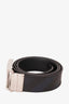 Burberry Navy Check Coated Canvas Silver Buckle Belt Size 38