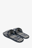 Burberry Navy Check Leather Slides Size 35