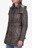 Burberry Olive Quilted Belted Trench Coat with Removable Hood Size S