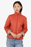 Burberry Orange  Quilted Zip-up Jacket