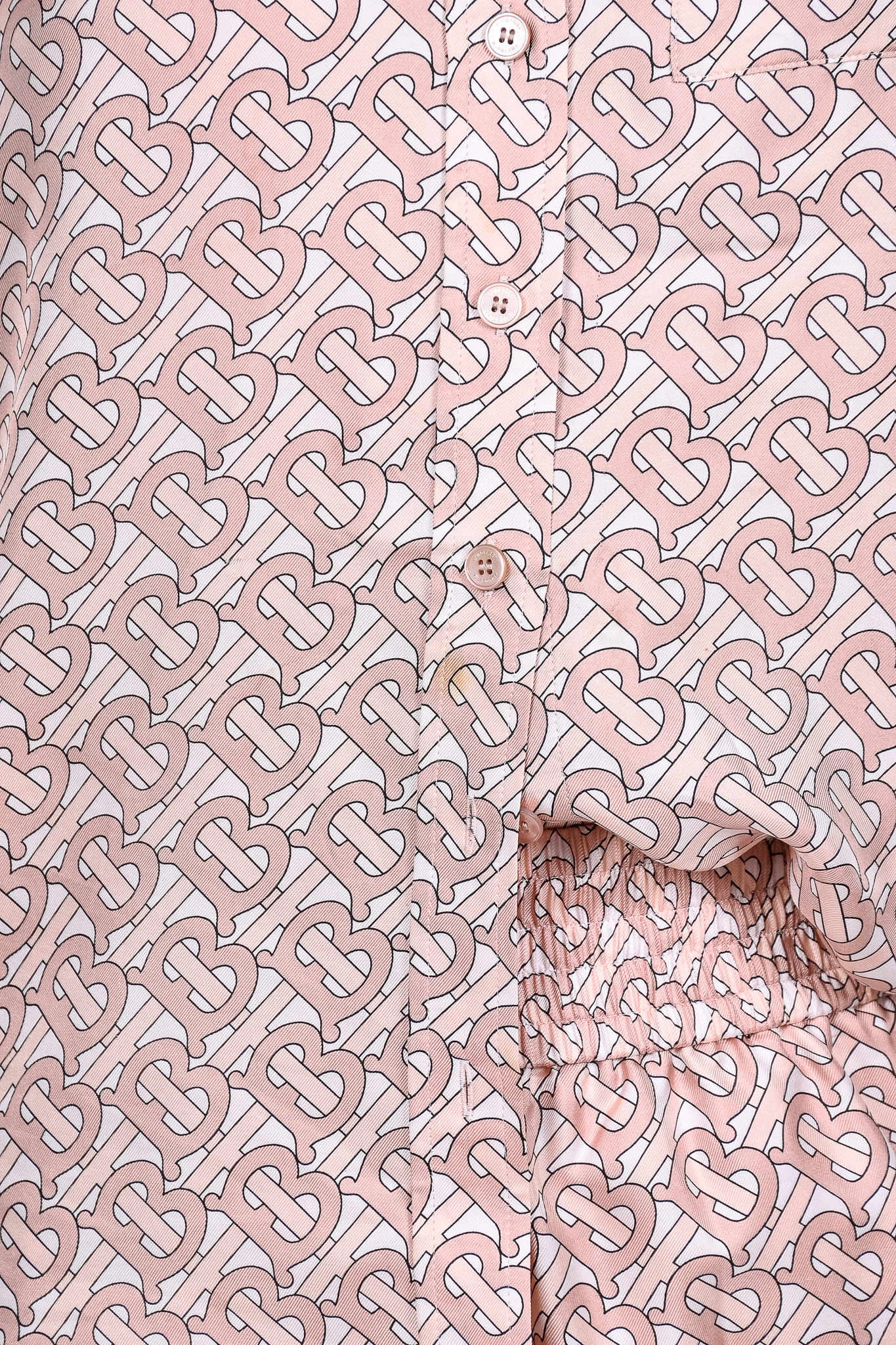 Burberry Pink Silk Monogram L/S Button Down Short Set sz 0 – Mine & Yours