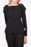 Burberry Prorsum Black Silk Button Up Jacket With Bow Shoulder Detail Size 38