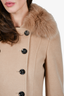 Burberry Prorsum Tan Wool/Cashmere with Removable Fur Collar Size 38