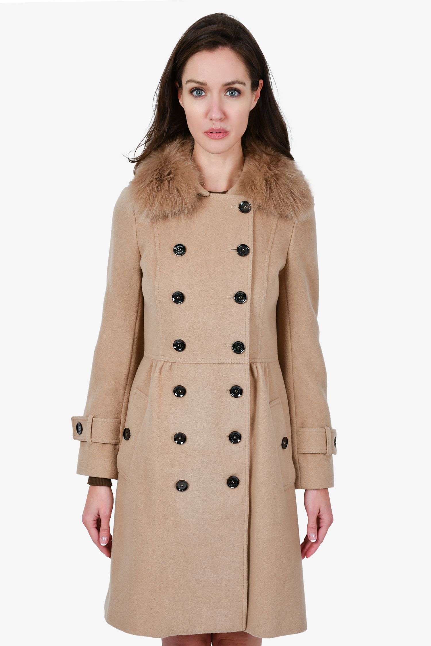 Burberry coat sales with fur collar
