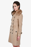 Burberry Prorsum Tan Wool/Cashmere with Removable Fur Collar Size 38