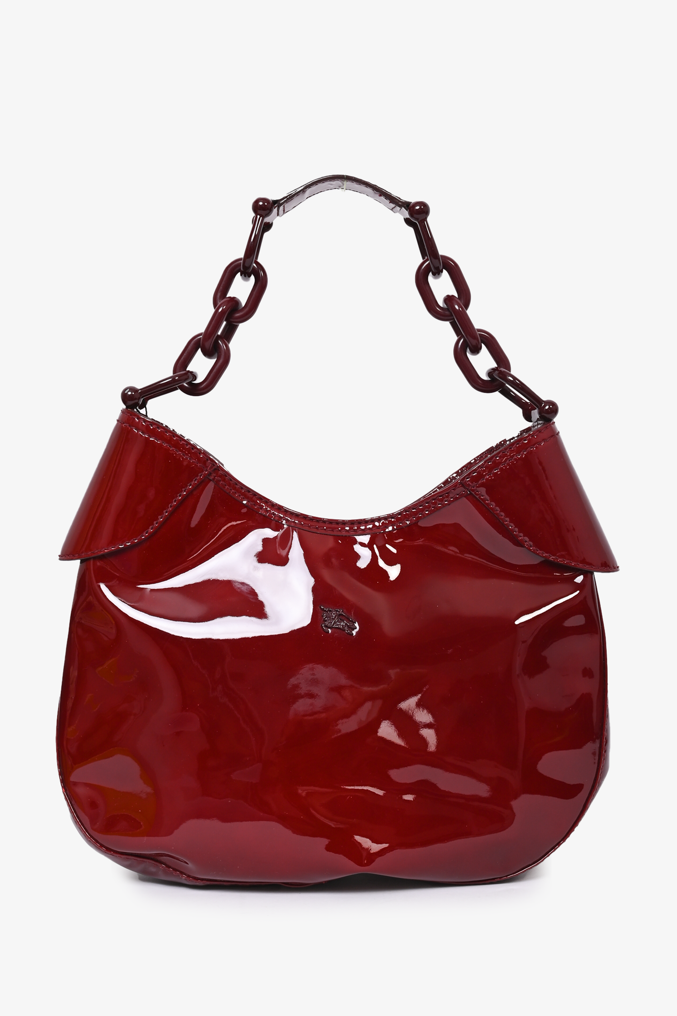 Burberry red patent outlet handbag