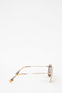 Burberry Silver Metal Frame Sunglasses w/ Check Ends