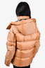 Burberry Tan Down Quilted Puffer Jacket with Novacheck Hood Size XXS