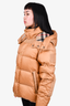 Burberry Tan Down Quilted Puffer Jacket with Novacheck Hood Size XXS