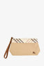 Burberry Vintage Beige Canvas Shoulder Bag with Zip Pouch